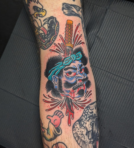 Explore halloween sleeve tattoo ideas, creative tattoo ideas in Bargersville, available at Angels and Demons Tattoo