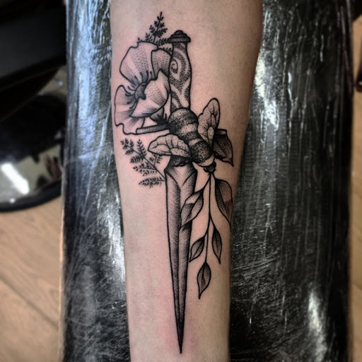 Explore chest to sleeve tattoo ideas, creative tattoo ideas in Lewisburg, available at Rose and Dagger Tattoo