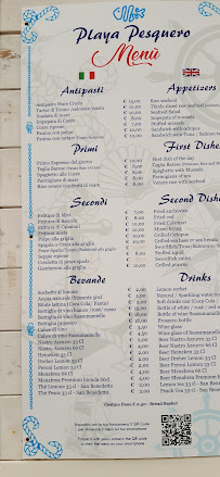 Restaurant de fruits de mer Playa Pesquero à Bari - menu / carte