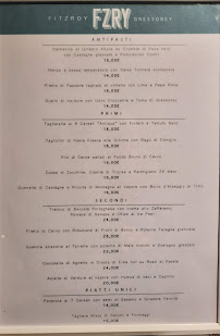 Menu du Ristorante Bar FITZROY Gressoney à Tschaval