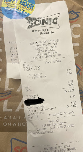 Fast Food Restaurant «Sonic Drive-In», reviews and photos, 1565 Gallatin Pike N, Madison, TN 37115, USA