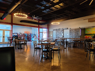 Brewing tanks in a taproom