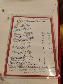 Restaurant Le Relais de l'Entrecôte à Paris (la carte)