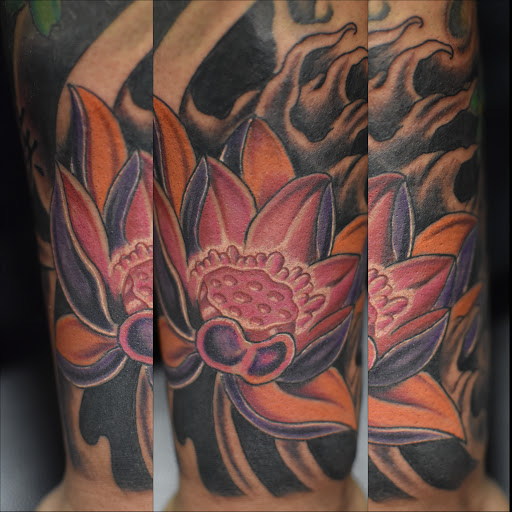 Explore thigh hip tattoo ideas, creative tattoo ideas in Sanford, available at Hudson & Company Tattoo Studio
