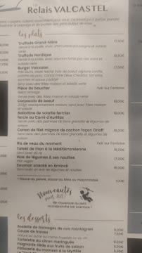 Relais Valcastel à Lanobre menu