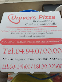 Menu du Univers Pizza à La Seyne-sur-Mer