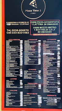 Menu du Pizza Time 2 da Johnny à Sassuolo