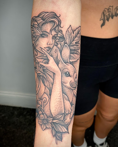 Explore mechanical tattoo sleeve ideas, creative tattoo ideas in Savannah, available at Tramp Art Studios