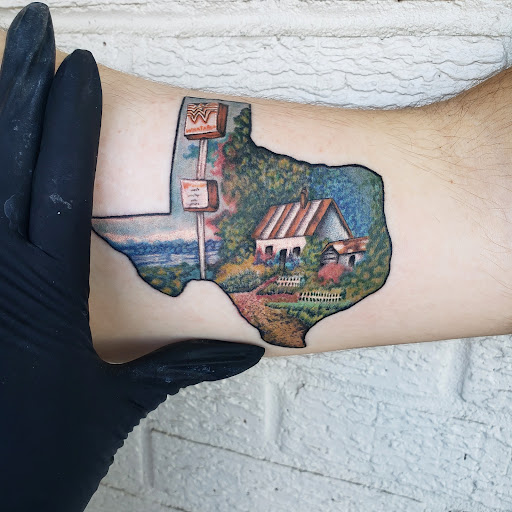 Explore mafia tattoo ideas, creative tattoo ideas in Fort Worth, available at Darkside of Texas Tattoo & Piercing