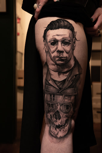 Explore dog lover tattoo ideas, creative tattoo ideas in Seaside, available at Sacred 8 Studios