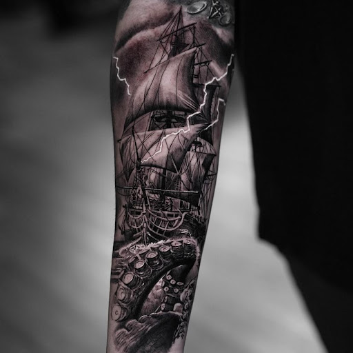 Explore golf tattoo ideas for men, creative tattoo ideas in Corona, available at Crop Circles Tattoo Studio