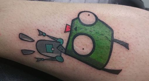 Explore courage the cowardly dog tattoo ideas, creative tattoo ideas in Dallas, available at Freak Show Studio