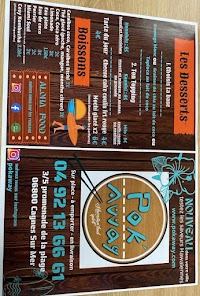 Menu / carte de POK’AWAY à Cagnes-sur-Mer