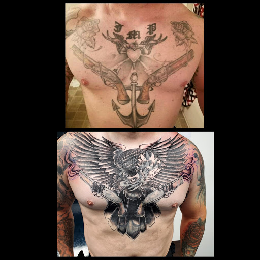 Explore leg tattoo men ideas, creative tattoo ideas in Buford, available at Inked Arts Tattoo Studio