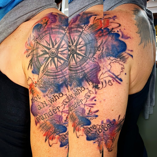 Explore camino de santiago tattoo ideas, creative tattoo ideas in Deptford, available at THE CONVENT Tattoo & Body Piercing Studio