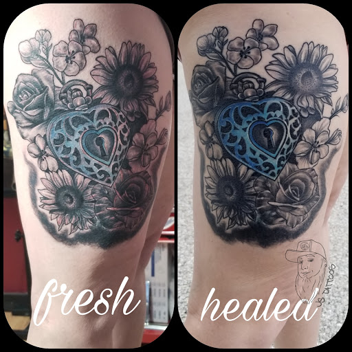 Explore men's family sleeve tattoo ideas, creative tattoo ideas in Shelbyville, available at Ink & Skin Studios Inc