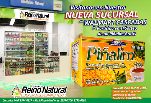 Reino Natural Plaza Miraflores y en Walmart Cascadas Mall