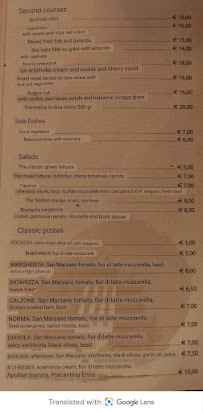 Menu / carte de Antico Casale Degli Ulivi à Avola