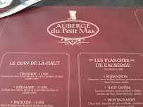 Restaurant français AUBERGE du Petit Mas à Issoire (la carte)