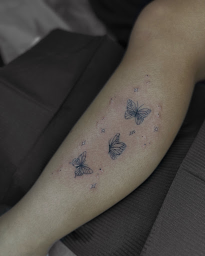 Explore religious elbow tattoo ideas, creative tattoo ideas in Feasterville Trevose, available at Selfish Tattoo