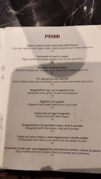 Osteria degli Amici à Rome menu