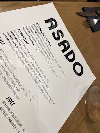 ASADO à Paris menu