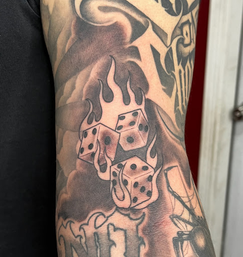 Explore jolly roger tattoo ideas, creative tattoo ideas in Webster, available at Mainline Ink