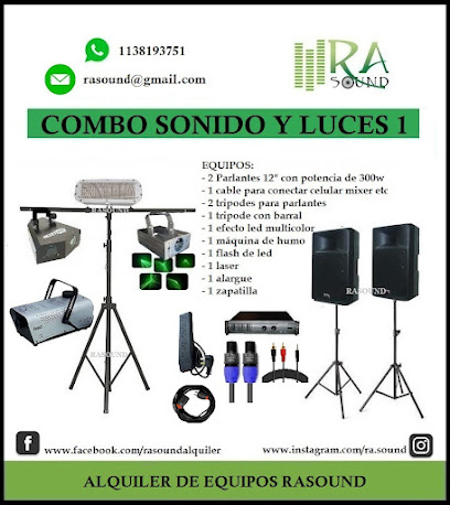 RASOUND Alquiler de Sonido Luces Proyector Pantalla Karaoke Generador