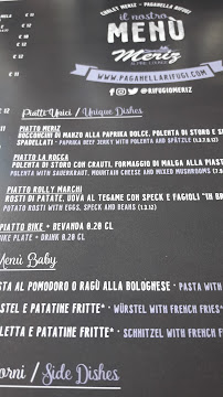 Menu / carte de Rifugio Meriz à Fai della Paganella