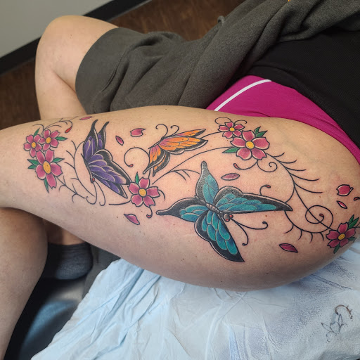 Explore female shoulder tattoo ideas, creative tattoo ideas in Egg Harbor Township, available at Mr. Blue Sky Tattoo