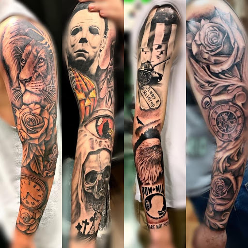 Explore back of ear tattoo ideas, creative tattoo ideas in Roanoke, available at Saint Cecilias Art Studio