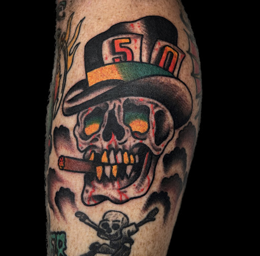 Explore leaf tattoo ideas, creative tattoo ideas in Johnson City, available at Gold Cross Tattoo Co.