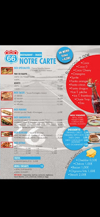 Menu / carte de Restaurant snack Route 66 à La Palme