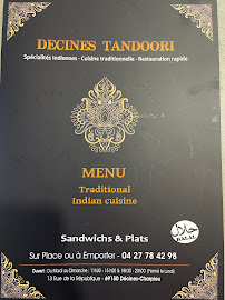 Restaurant indien DECINES TANDOORI à Décines-Charpieu (la carte)