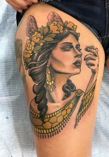 Explore bourbon tattoo ideas, creative tattoo ideas in Raleigh, available at Triple Moon Tattoo