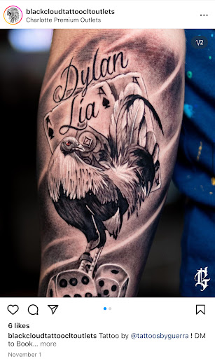 Explore dog name tattoo ideas, creative tattoo ideas in Charlotte, available at Black Cloud Tattoo and Piercing