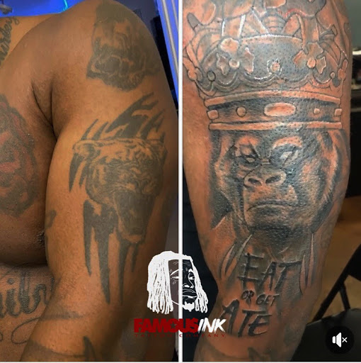 Explore dirt bike tattoos ideas, creative tattoo ideas in Hammond, available at Famous Ink, Inc.