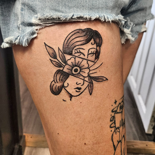 Explore women's quarter sleeve tattoo ideas, creative tattoo ideas in Cumberland, available at Queen City Ink