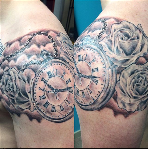 Explore behind ear tattoo ideas for guys, creative tattoo ideas in Grove City, available at Rebel Sails Tattoo