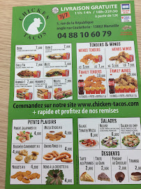 Carte du Chicken Tacos Restaurant à Marseille