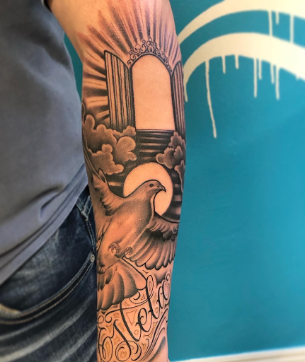 Explore viking ship tattoo ideas, creative tattoo ideas in Springdale, available at Tattoo Cartel