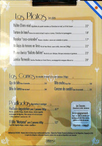 Milonga Restaurante à Lyon menu