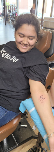 Explore straight line tattoo ideas, creative tattoo ideas in Whiting, available at Lucky Kat Tat