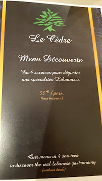 Le Cèdre à Nice menu