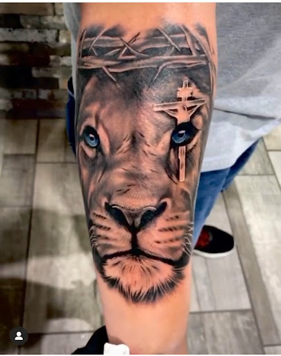 Explore dog tag tattoo ideas, creative tattoo ideas in San Antonio, available at Firme Copias Tattoo Studio