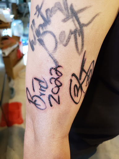 Explore anime leg tattoo ideas, creative tattoo ideas in Nampa, available at Temptation Tattoo & Body Piercing