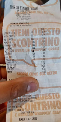 Menu / carte de Burger King à Carpi
