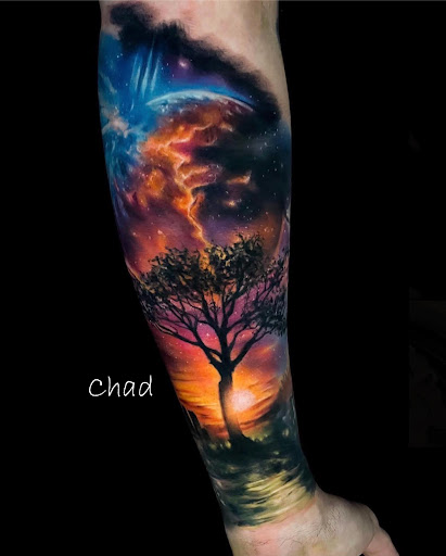 Explore lighthouse tattoo ideas, creative tattoo ideas in Sanford, available at Venom Ink Tattoo