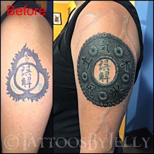 Explore initial finger tattoo ideas, creative tattoo ideas in San Angelo, available at Jellys Surly Skull, LLC