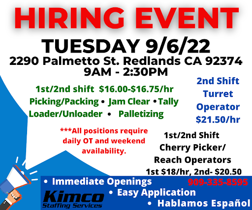 Employment Agency «Kimco Staffing», reviews and photos, 2290 Palmetto Ave, Redlands, CA 92374, USA